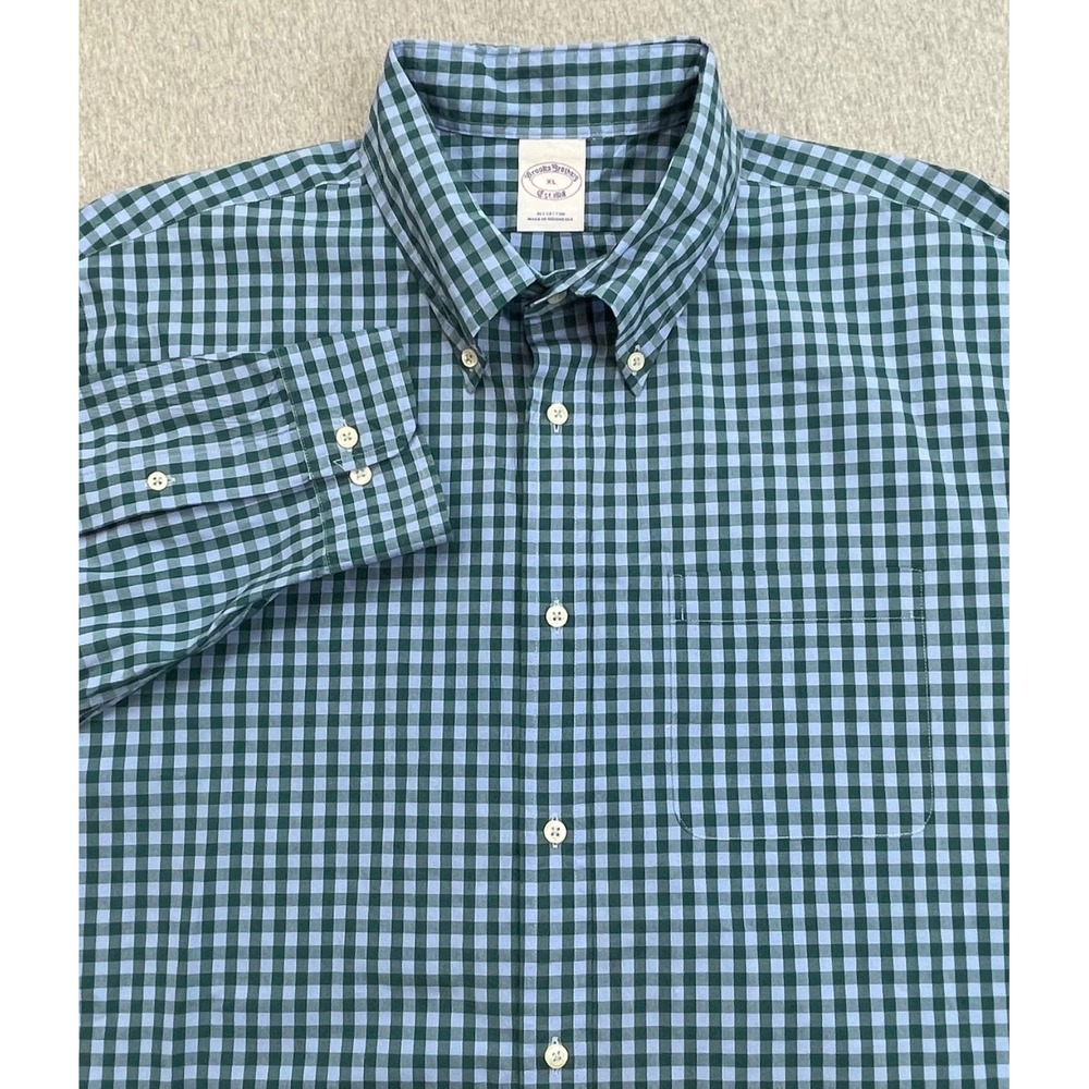 Brooks Brothers Shirt Mens XL Gingham 100% Cotton Button Down Long Sleeve